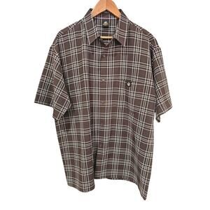 Lowrider Short Sleeve Plaid Shirt Brown Size L